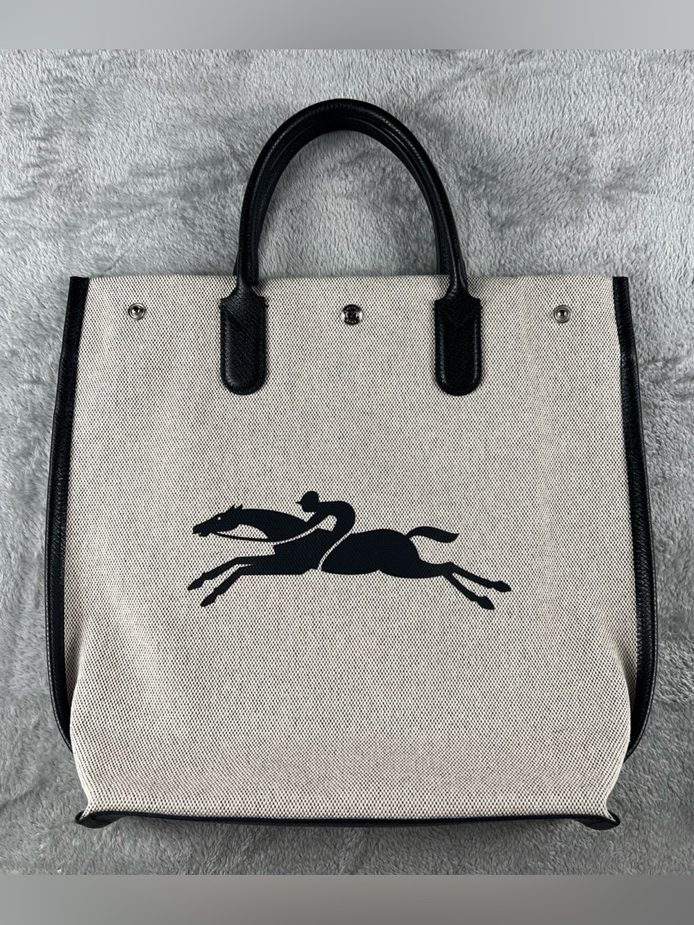 Longchamp Essential Toile Canvas & Leather Tote Women's White - Picture 3 of 13